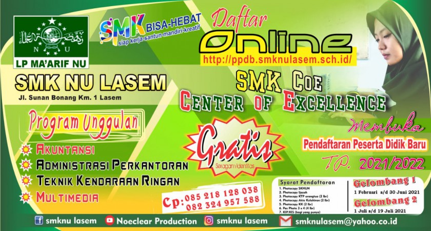 Sukses Rekrut 272 Peserta Didik Baru, SMK NU Lasem Lakukan Sosialisasi Masif Di Sosial Media